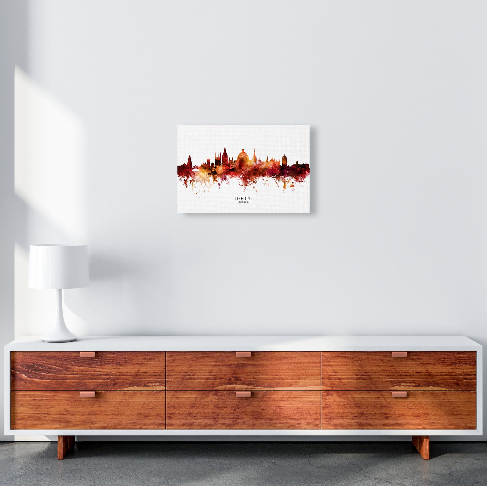 Oxford England Skyline Red City Name  by Michael Tompsett A3 Canvas