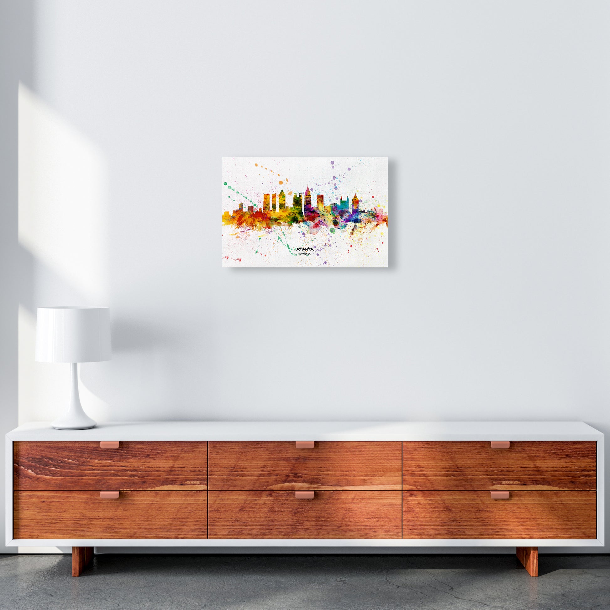 Atlanta Georgia Skyline Splash Art Print by Michael Tompsett A3 Canvas