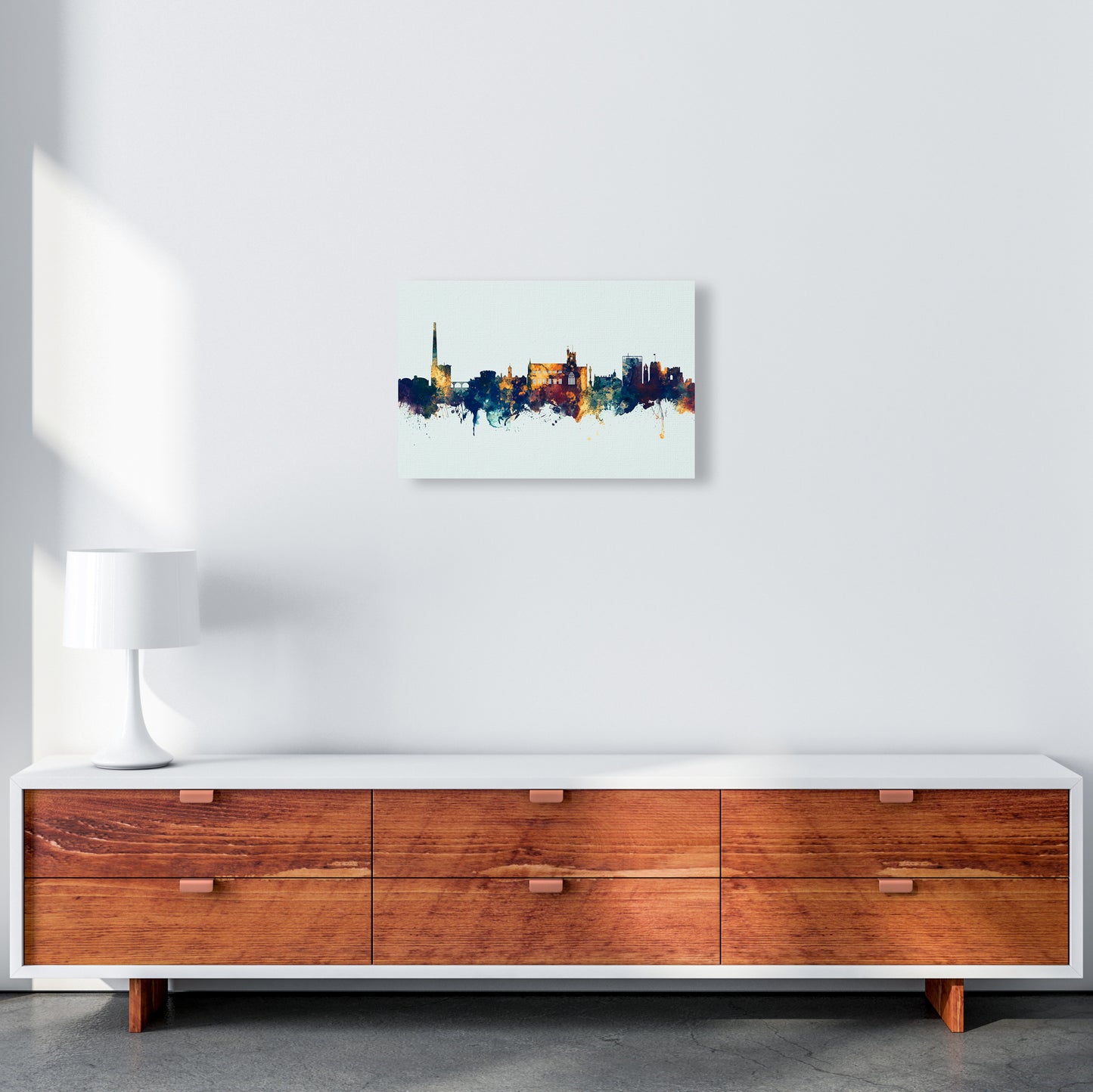 Carlisle England Skyline Blue Orange Art Print by Michael Tompsett A3 Canvas
