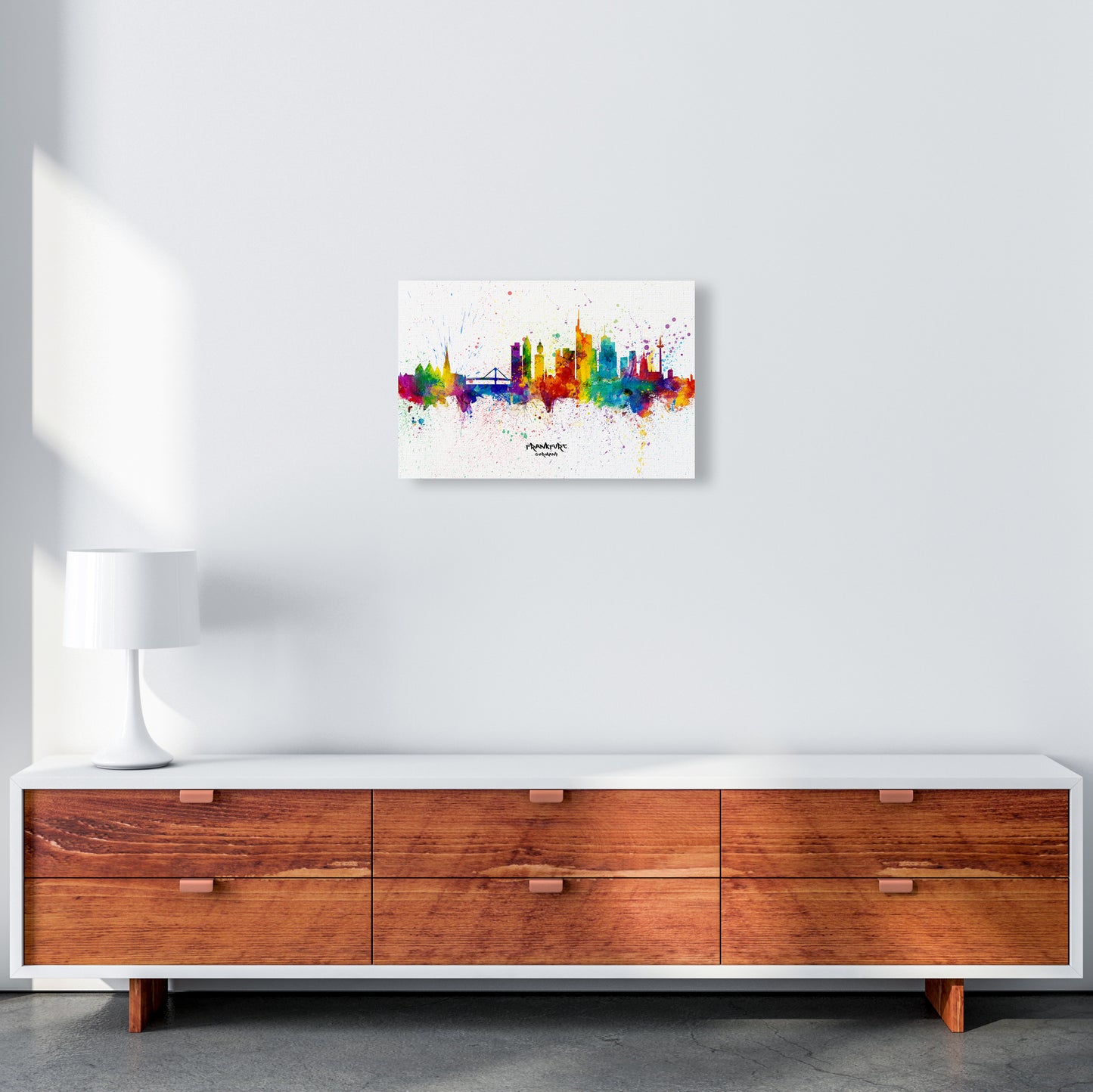 Frankfurt Germany Skyline Splash Art Print by Michael Tompsett A3 Canvas