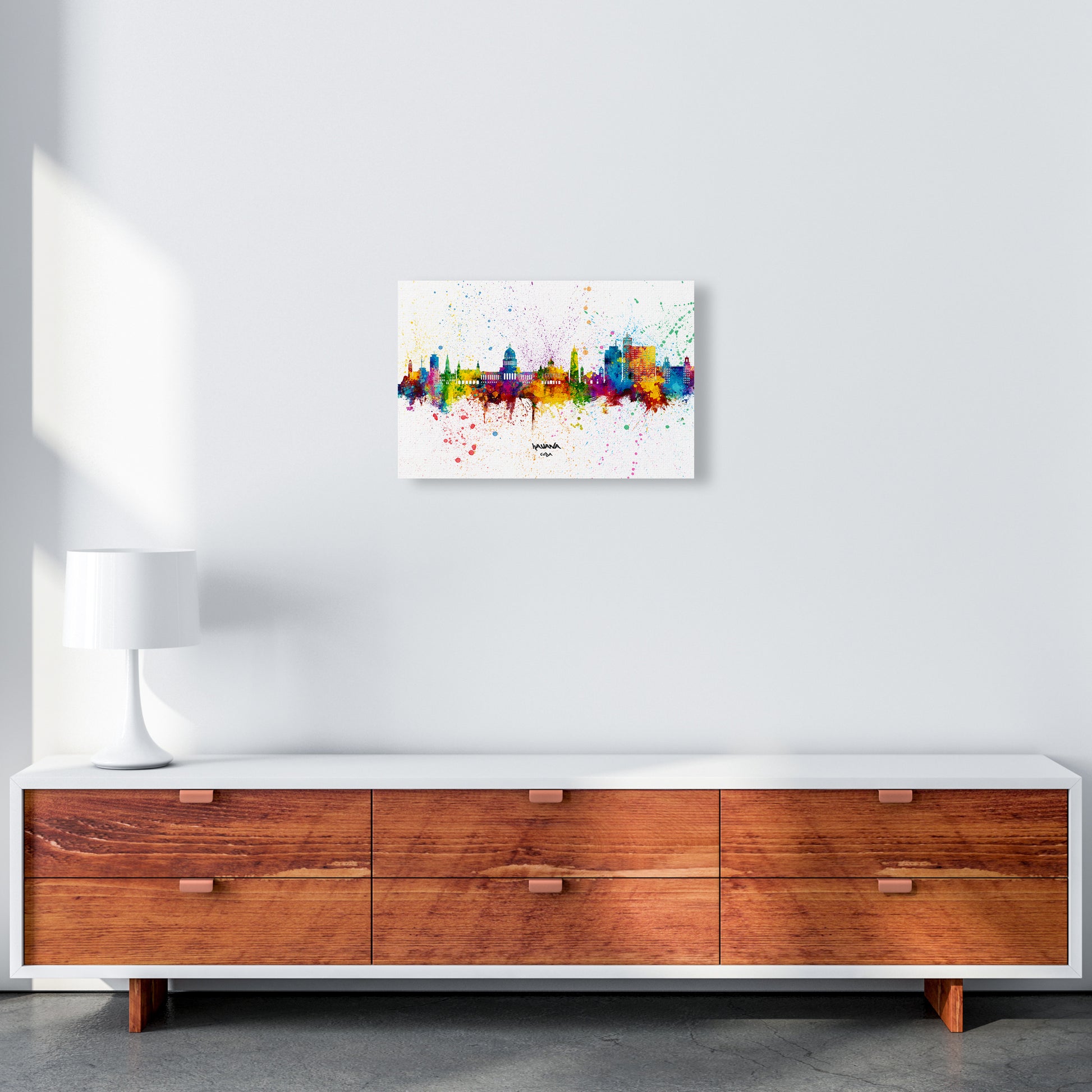 Havana Cuba Skyline Splash Art Print by Michael Tompsett A3 Canvas