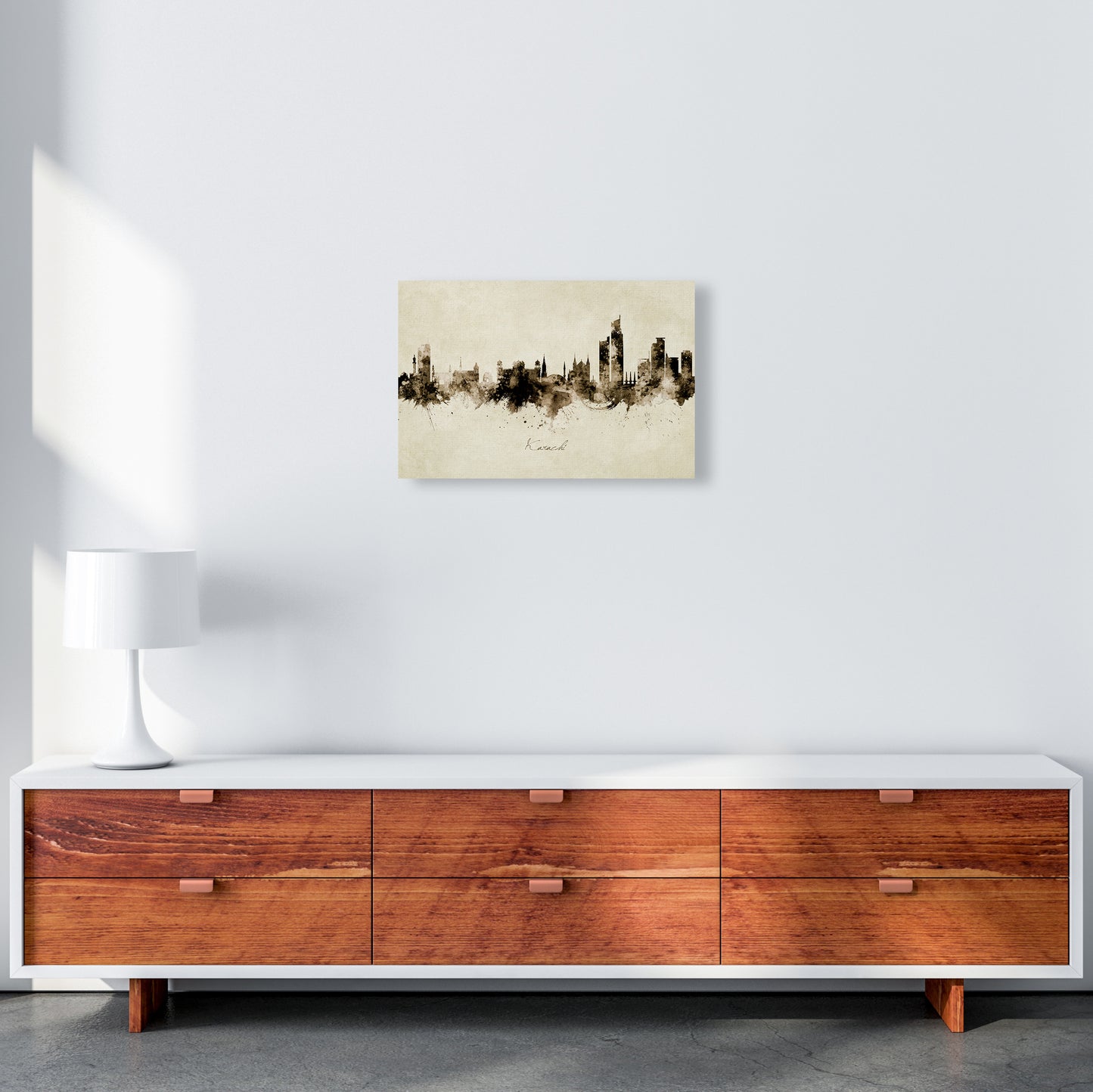 Karachi Pakistan Skyline Vintage Art Print by Michael Tompsett A3 Canvas