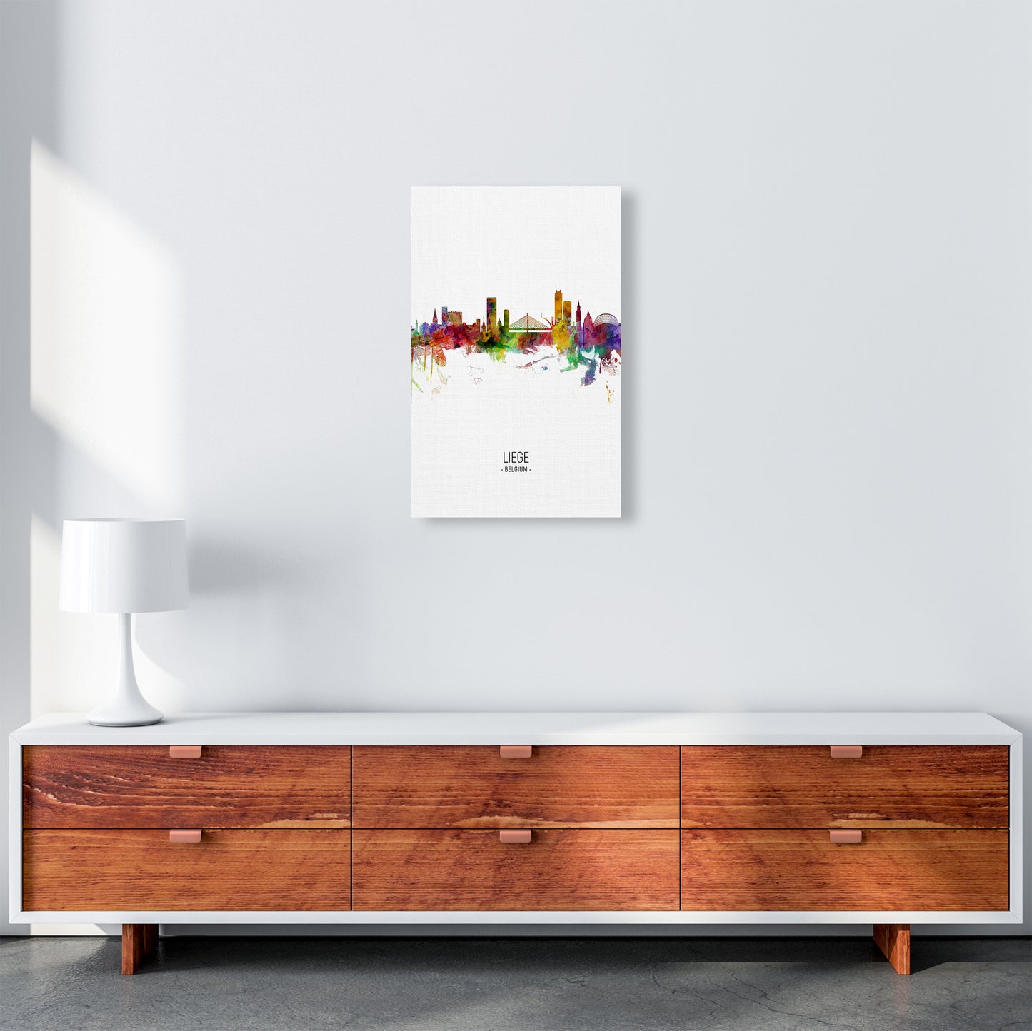 Liege Belgium Skyline Portrait Art Print by Michael Tompsett A3 Canvas