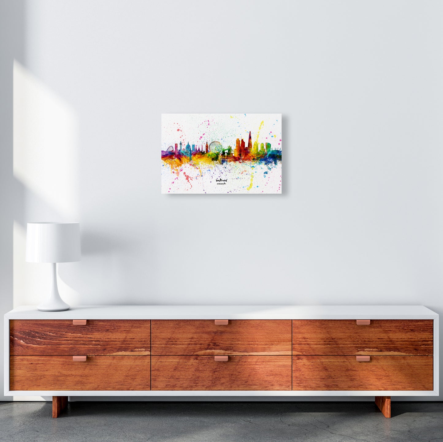 London England Skyline Splash Art Print by Michael Tompsett A3 Canvas