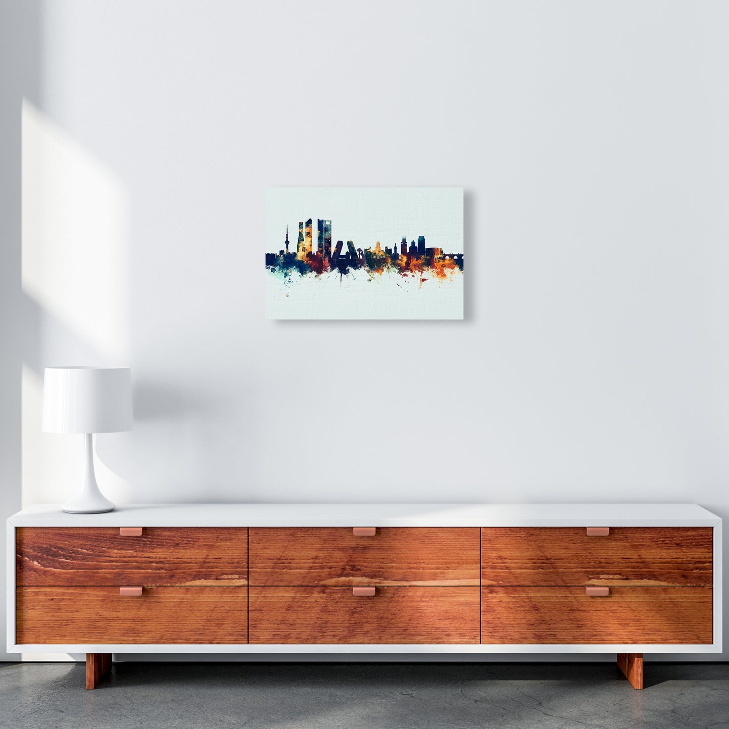 Madrid Spain Skyline Blue Orange Art Print by Michael Tompsett A3 Canvas