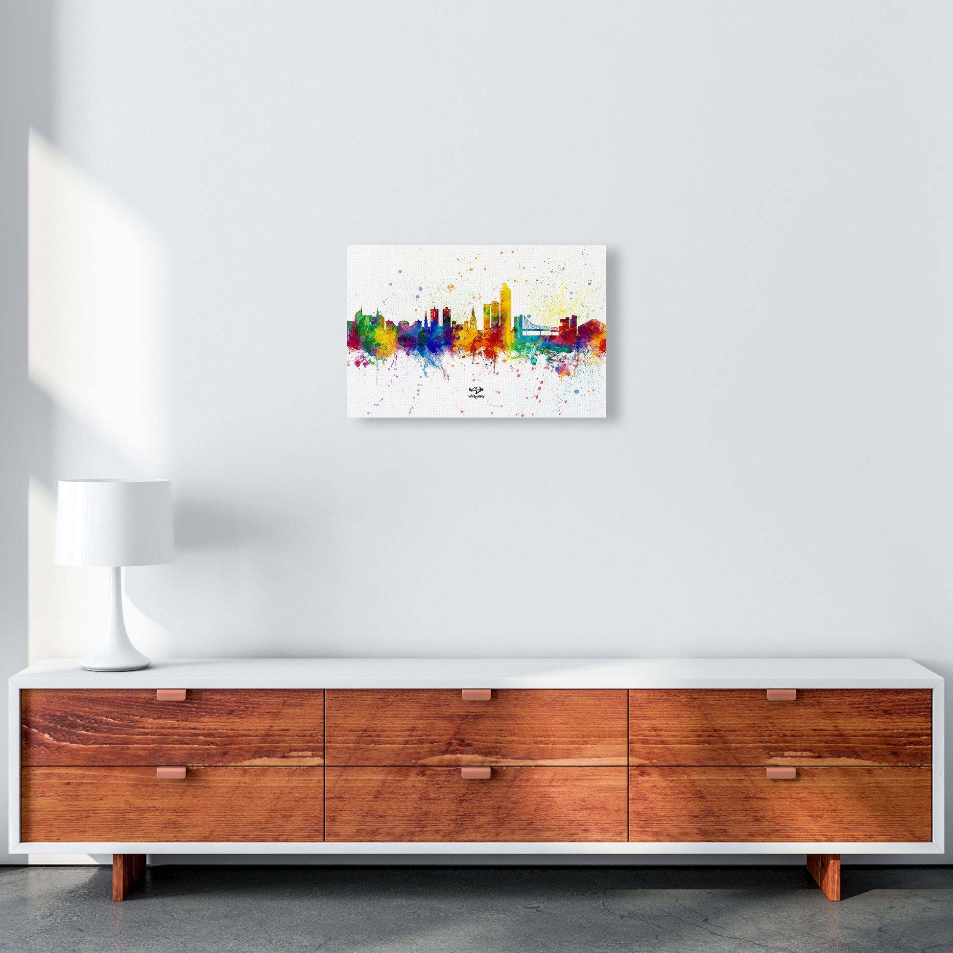 Oslo Norway Skyline Splash Art Print by Michael Tompsett A3 Canvas
