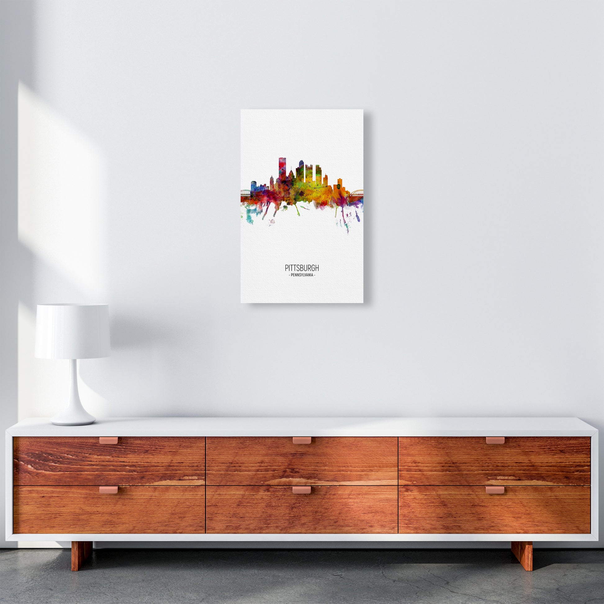 Pittsburgh Pennsylvania Skyline Portrait Art Print by Michael Tompsett A3 Canvas