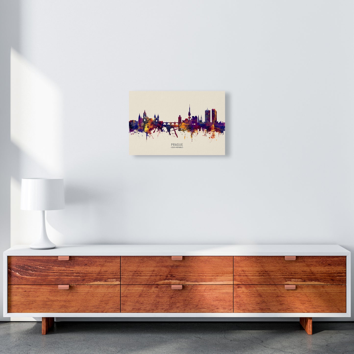 Prague Czech Republic Skyline Autumn City Name Art Print by Michael Tompsett A3 Canvas