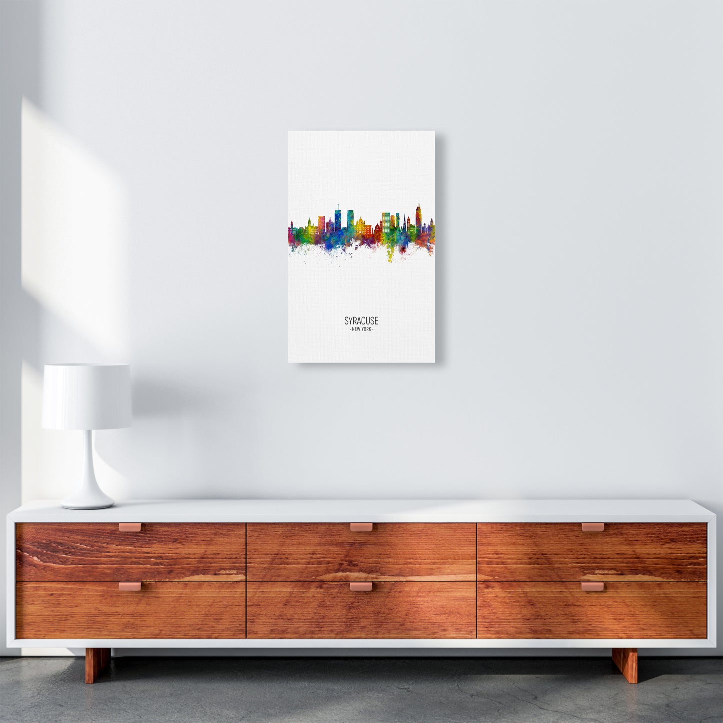 Syracuse New York Skyline Portrait Art Print by Michael Tompsett A3 Canvas
