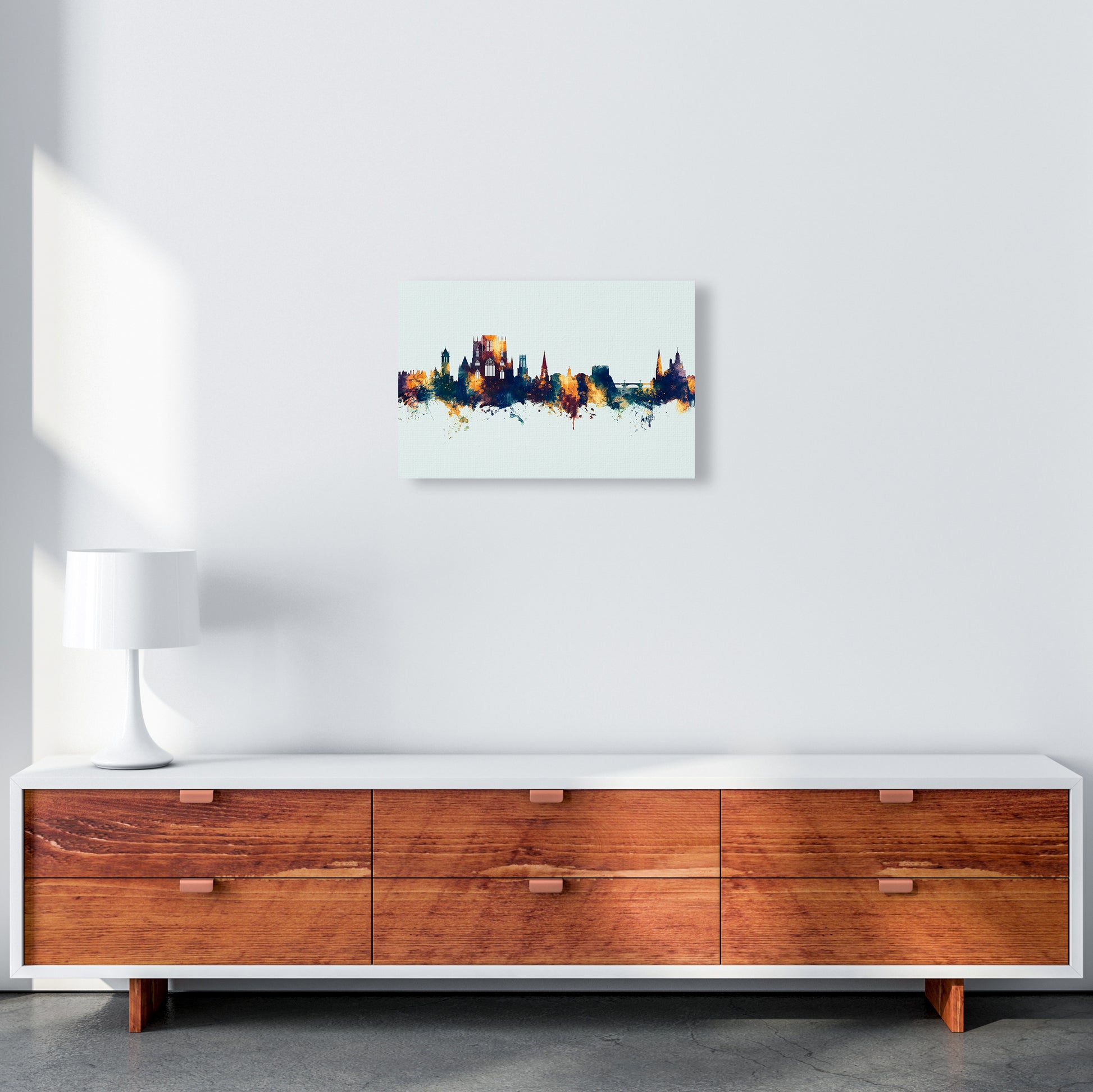 York England Skyline Blue Orange Art Print by Michael Tompsett A3 Canvas