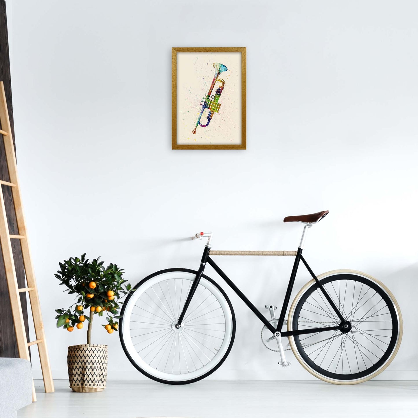 Trumpet Watercolour Multi-Colour Print by Michael Tompsett A3 Print Only