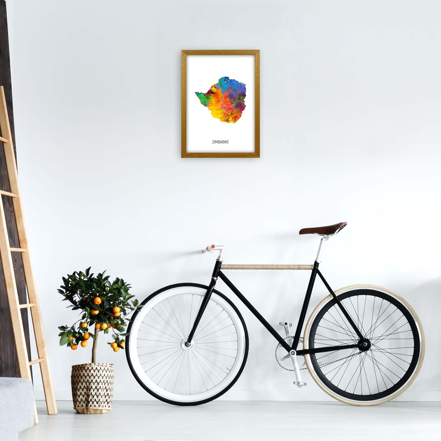 Zimbabwe Watercolour Map Art Print by Michael Tompsett A3 Print Only