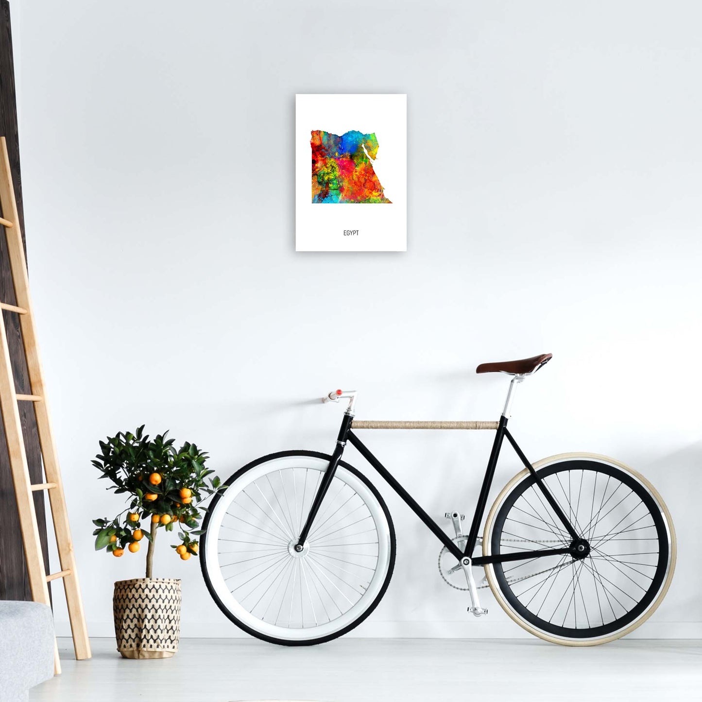 Egypt Watercolour Map Art Print by Michael Tompsett A3 Black Frame