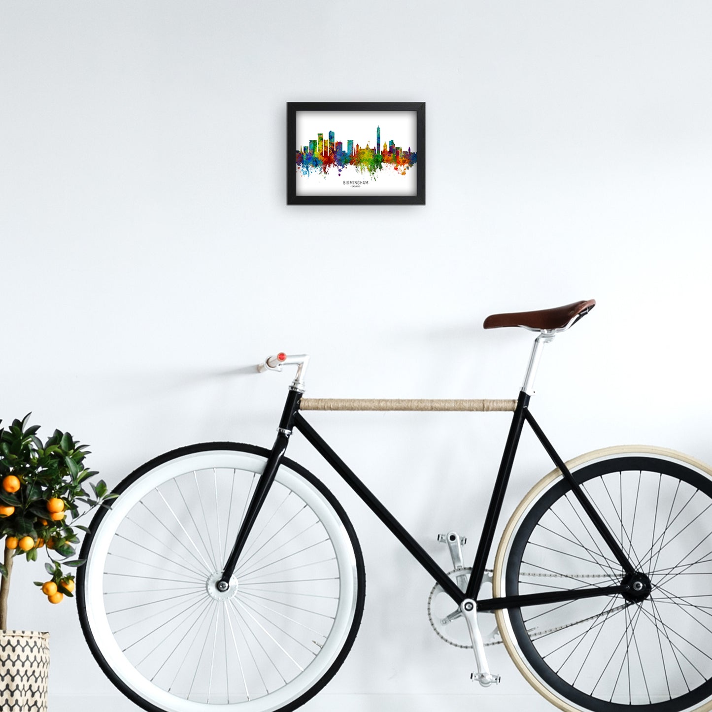 Birmingham England Skyline Art Print by Michael Tompsett A4 White Frame