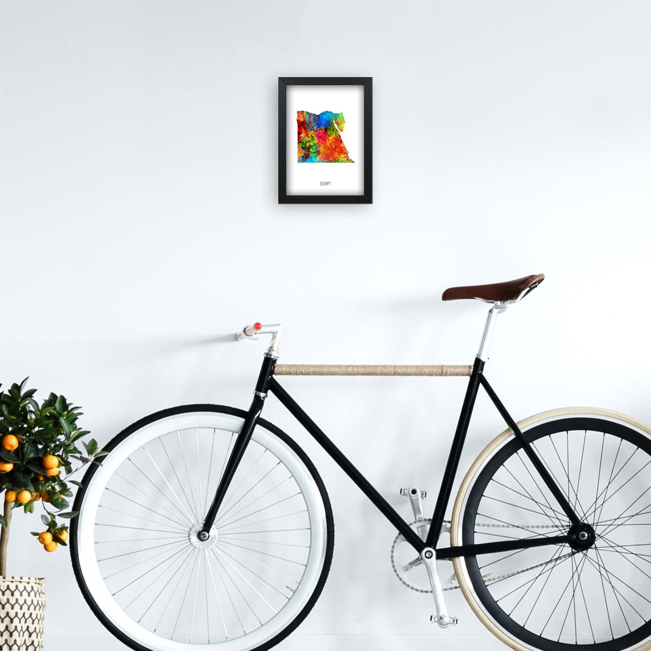 Egypt Watercolour Map Art Print by Michael Tompsett A4 White Frame