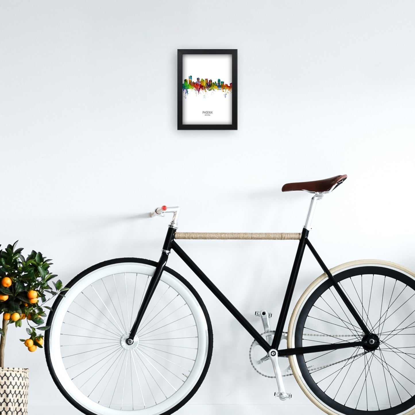 Phoenix Arizona Skyline Portrait Art Print by Michael Tompsett A4 White Frame