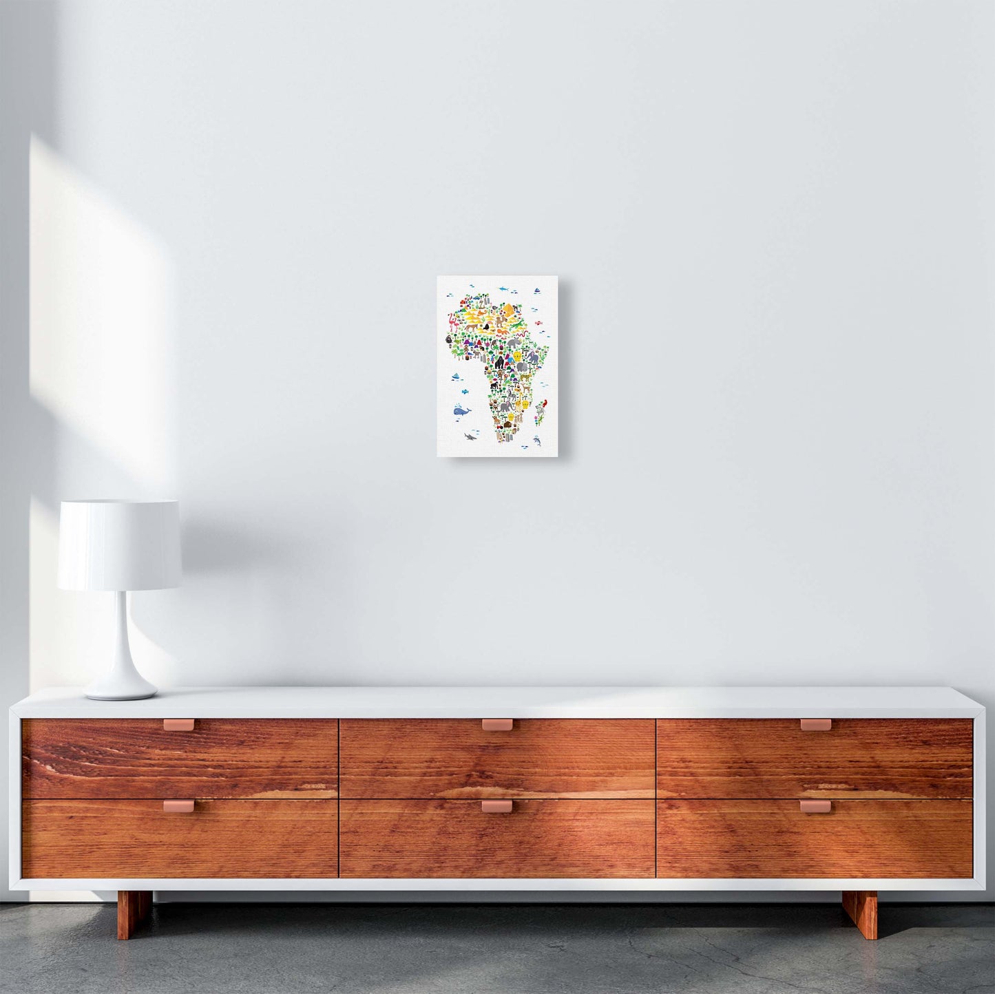 Animal Map of Africa Nursery Art Print by Michael Tompsett A4 Canvas