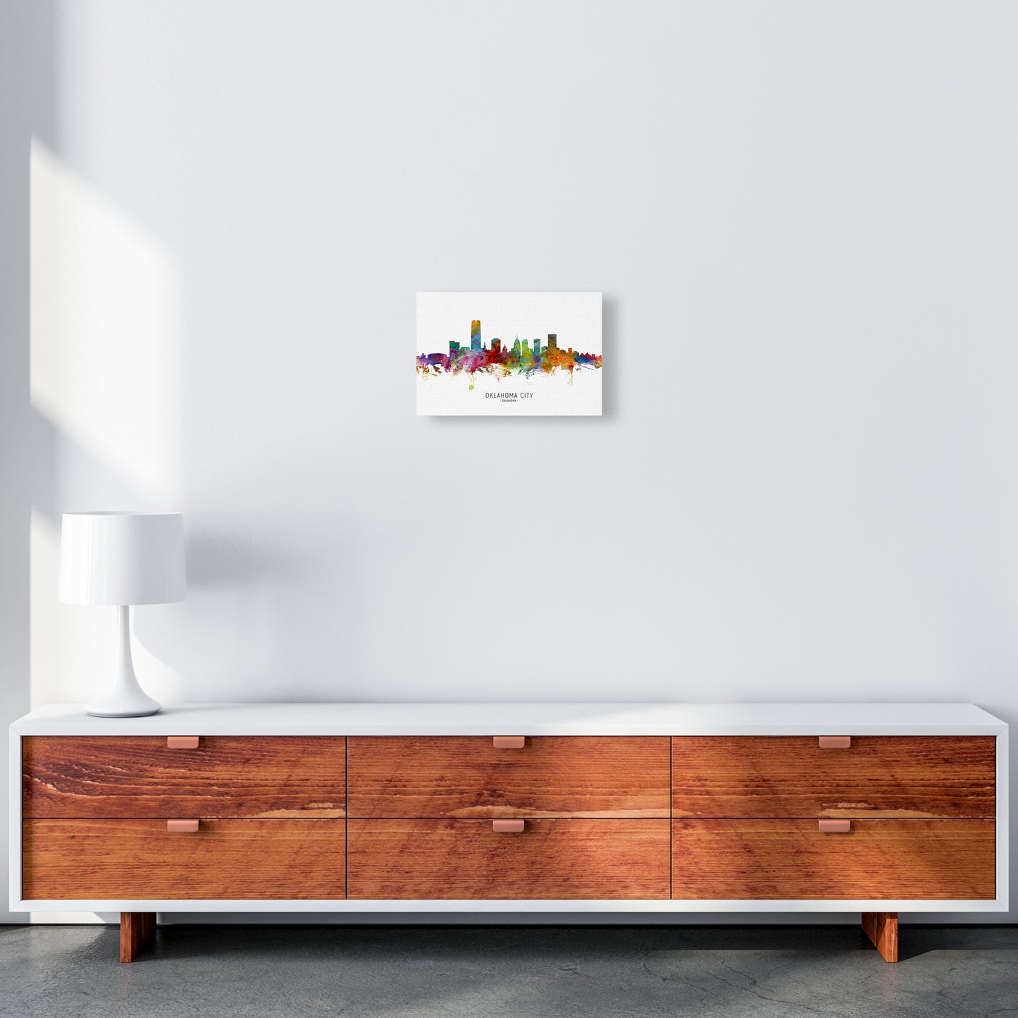 Oklahoma City Oklahoma Skyline Art Print by Michael Tompsett A4 Canvas