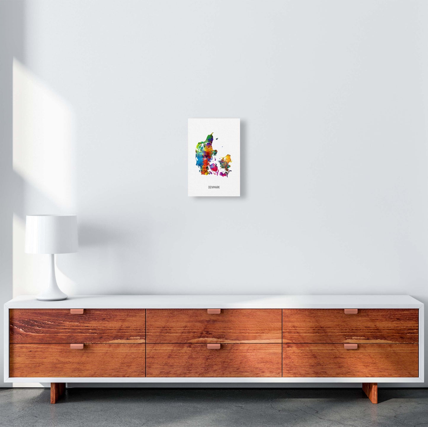 Denmark Watercolour Map Art Print by Michael Tompsett A4 Canvas