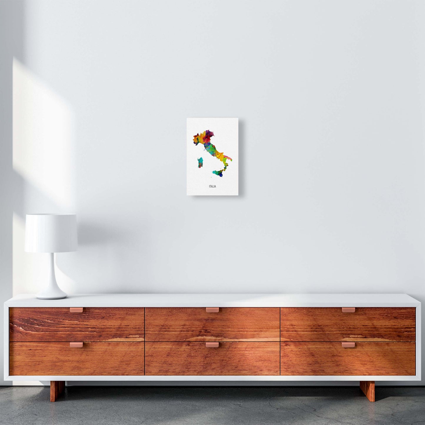 Italia Watercolour Map Art Print by Michael Tompsett A4 Canvas