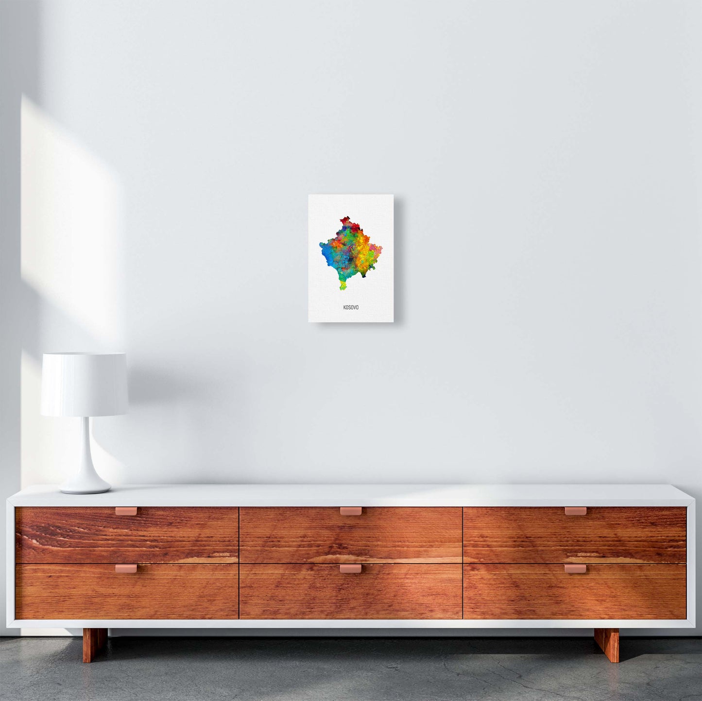 Kosovo Watercolour Map Art Print by Michael Tompsett A4 Canvas