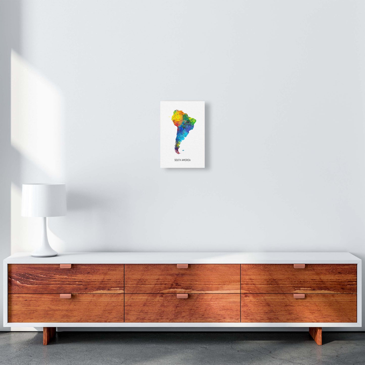 South America Watercolour Map Art Print by Michael Tompsett A4 Canvas
