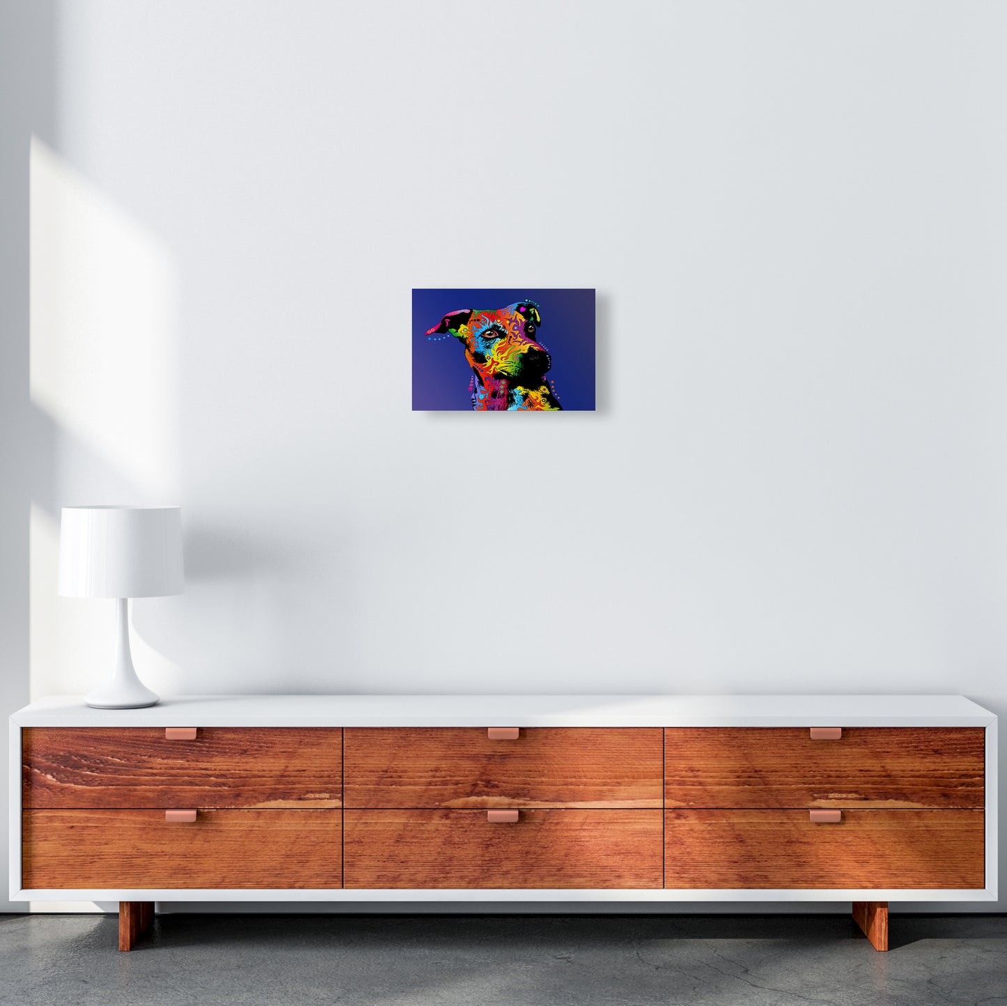 Jack Russell Dog Blue Art Print by Michael Tompsett A4 Canvas