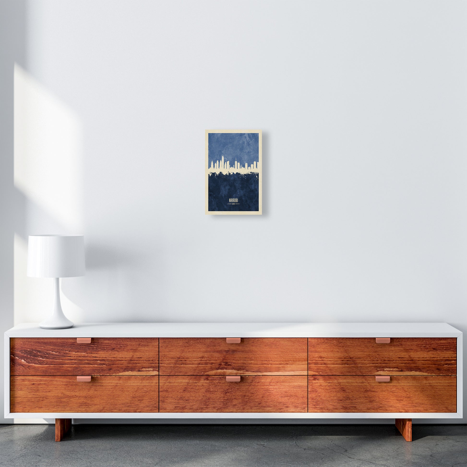 Nairobi Kenya Skyline Portrait Navy Art Print by Michael Tompsett A4 Canvas