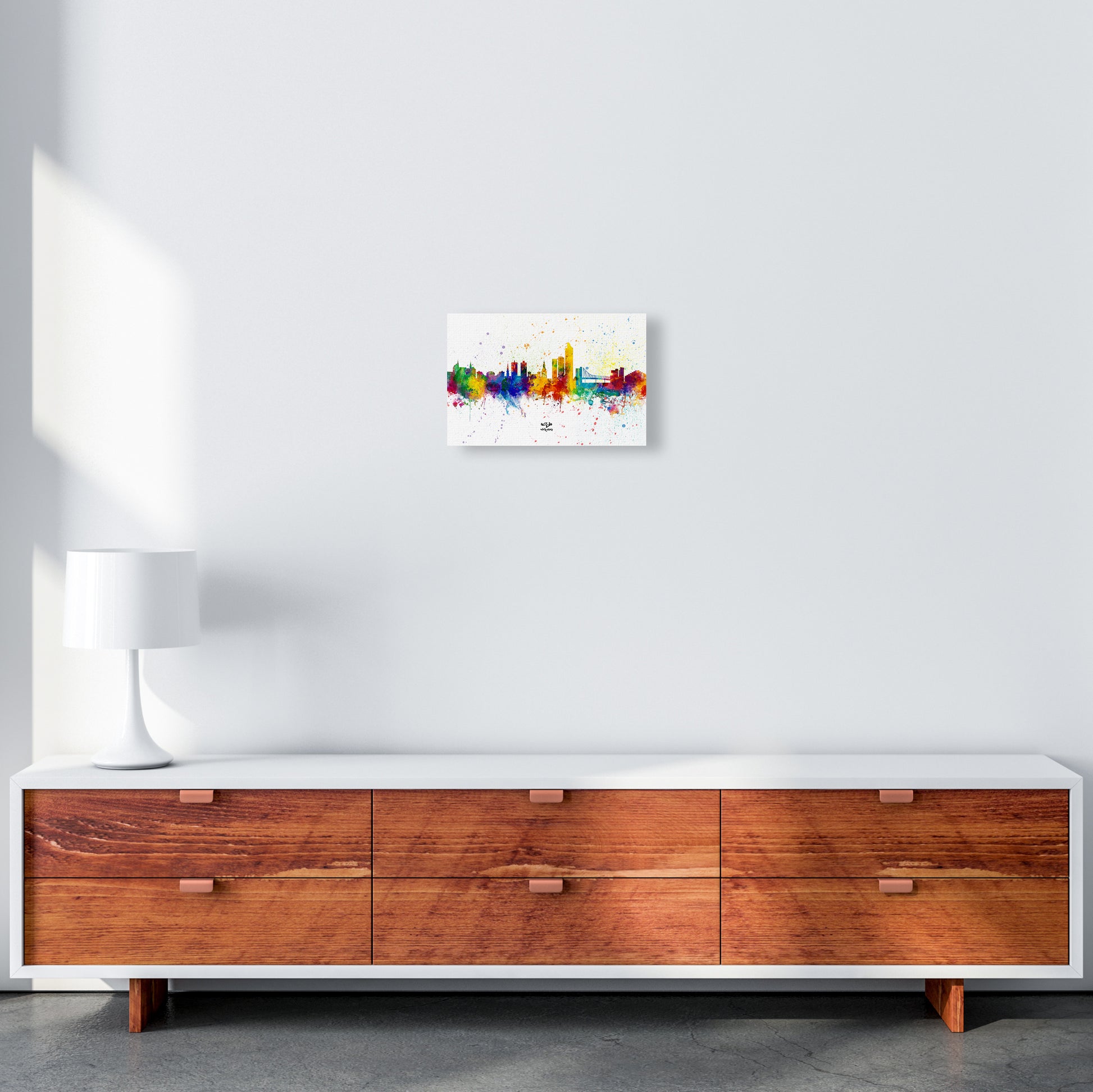 Oslo Norway Skyline Splash Art Print by Michael Tompsett A4 Canvas