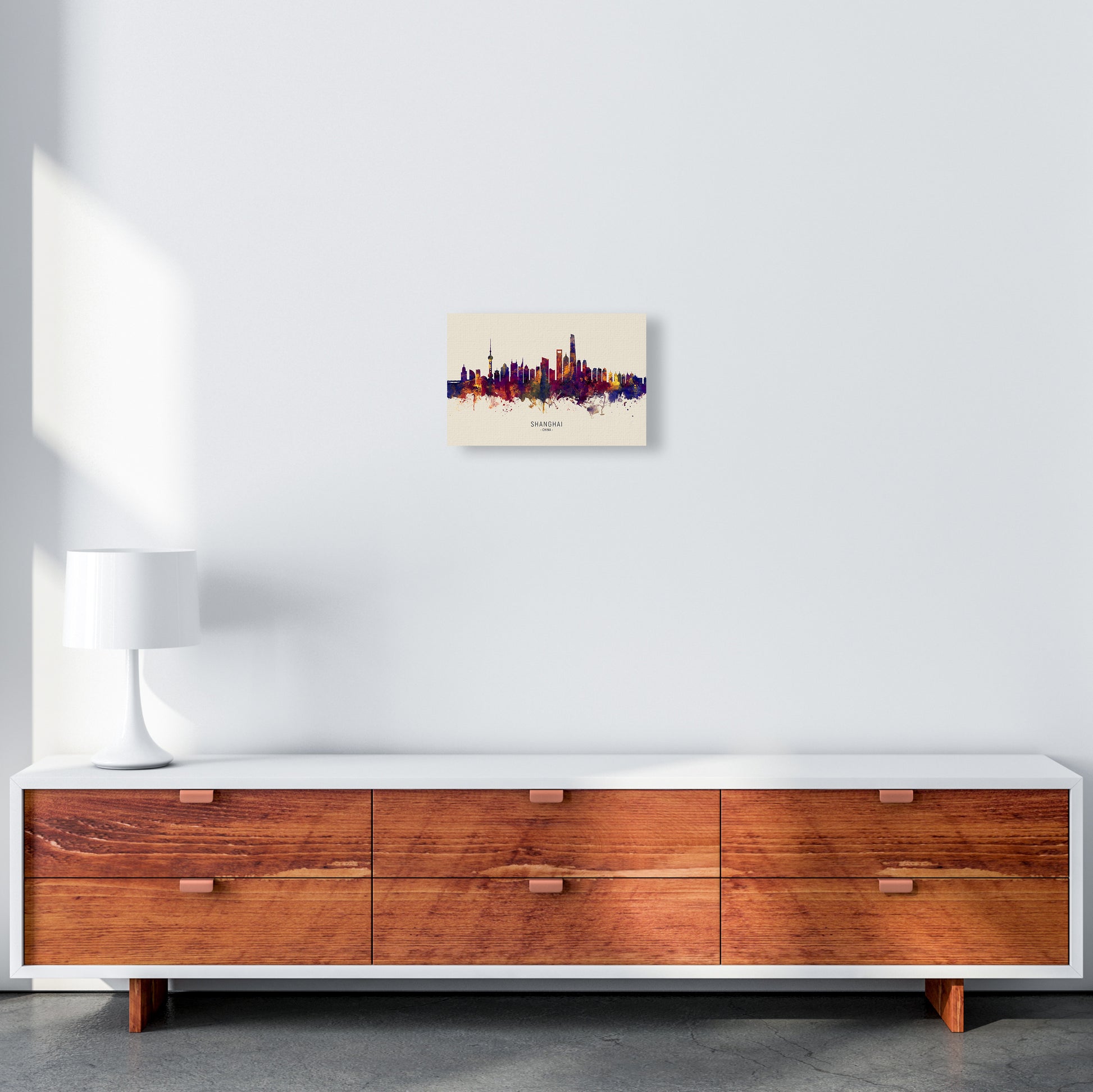 Shanghai China Skyline Autumn City Name Art Print by Michael Tompsett A4 Canvas