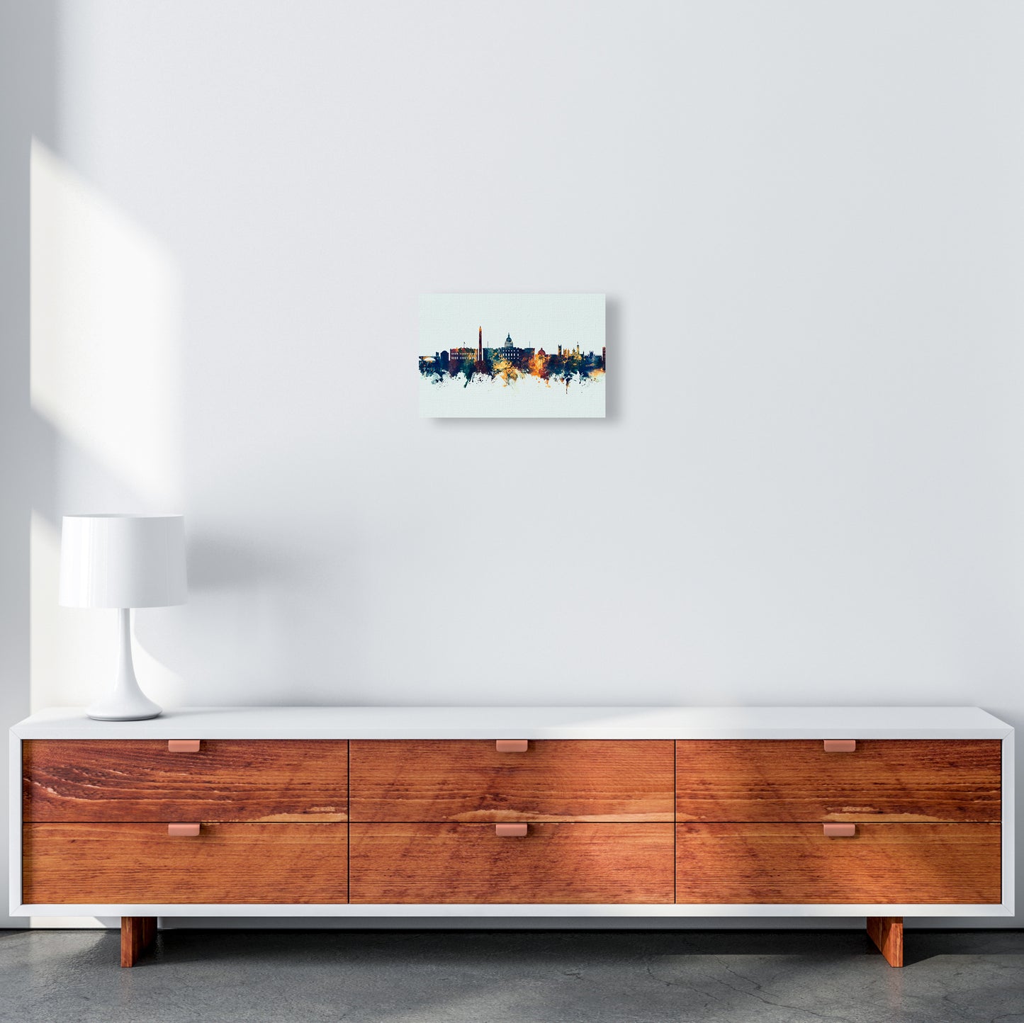 Washington Dc Skyline Blue Orange Art Print by Michael Tompsett A4 Canvas