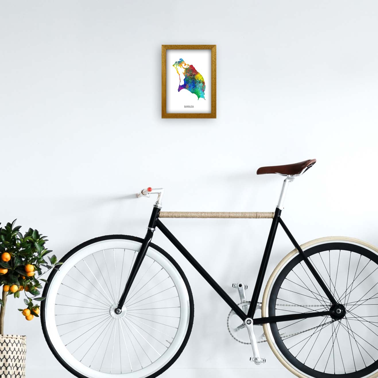 Barbuda Watercolour Map Art Print by Michael Tompsett A4 Print Only