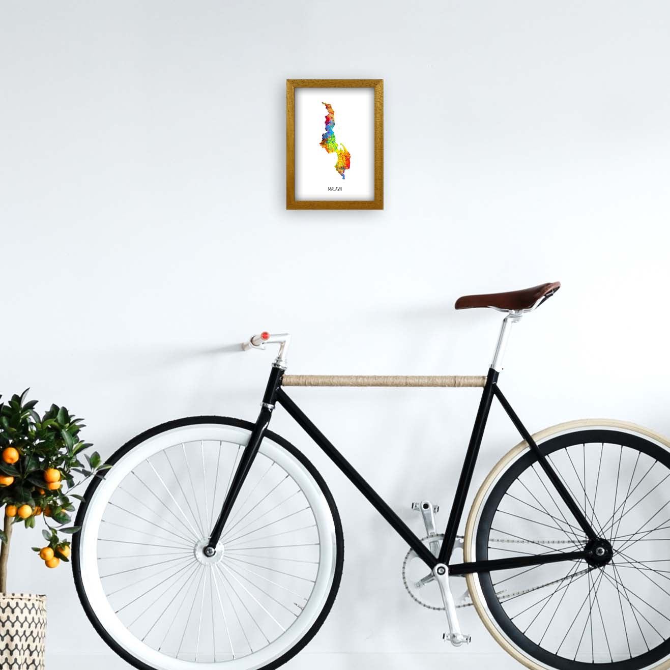 Malawi Watercolour Map Art Print by Michael Tompsett A4 Print Only