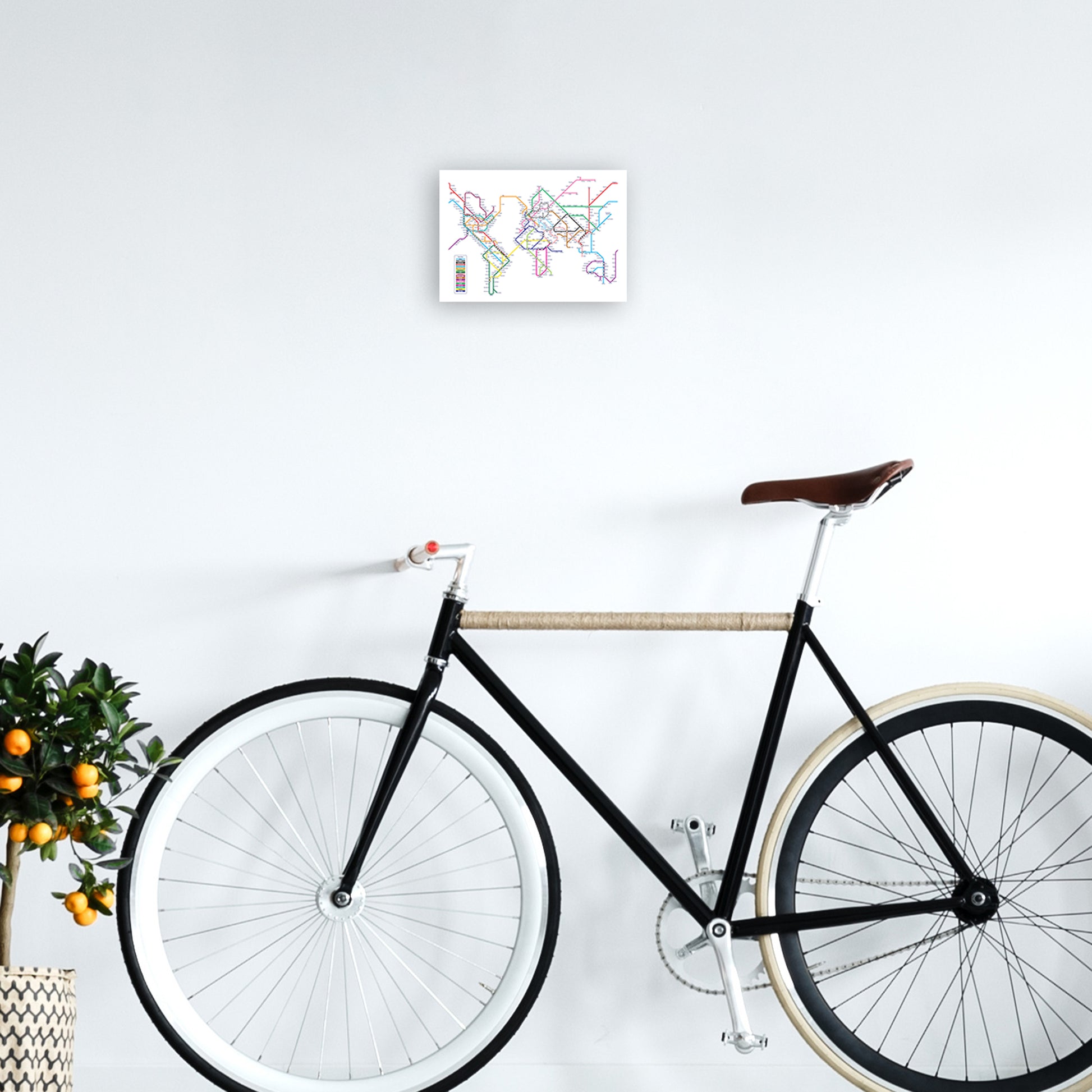 World Metro Map Underground Art Print by Michael Tompsett A4 Black Frame