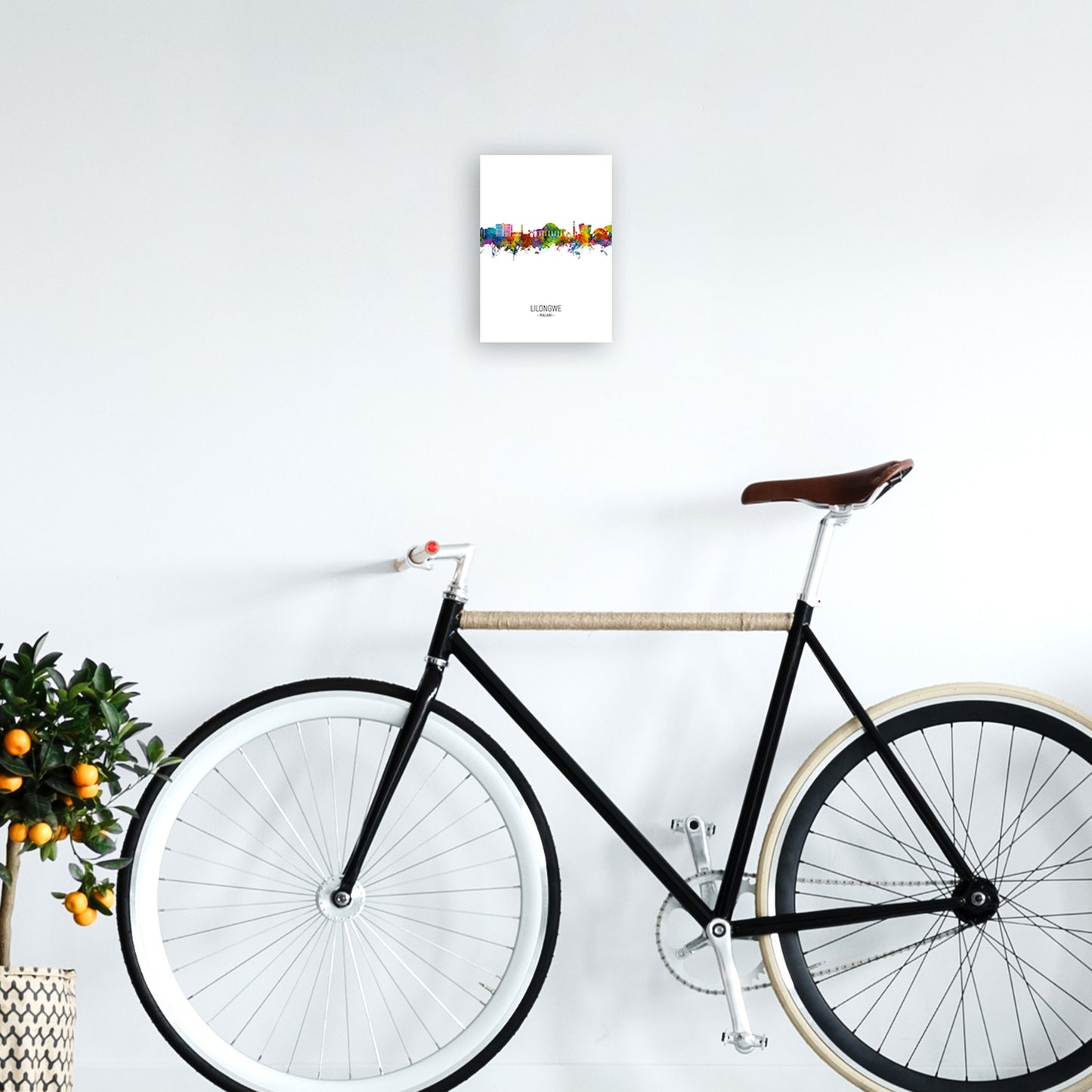 Lilongwe Malawi Skyline Portrait Art Print by Michael Tompsett A4 Black Frame