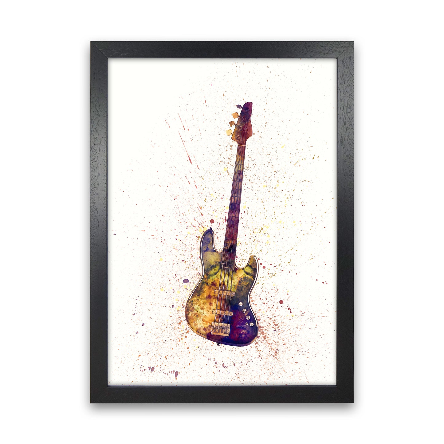 Electric Bass Guitar Watercolour by Michael Tompsett Black Grain