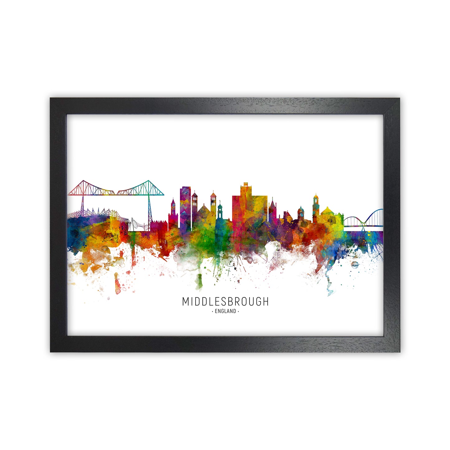 Middlesbrough England Skyline Art Print by Michael Tompsett Black Grain