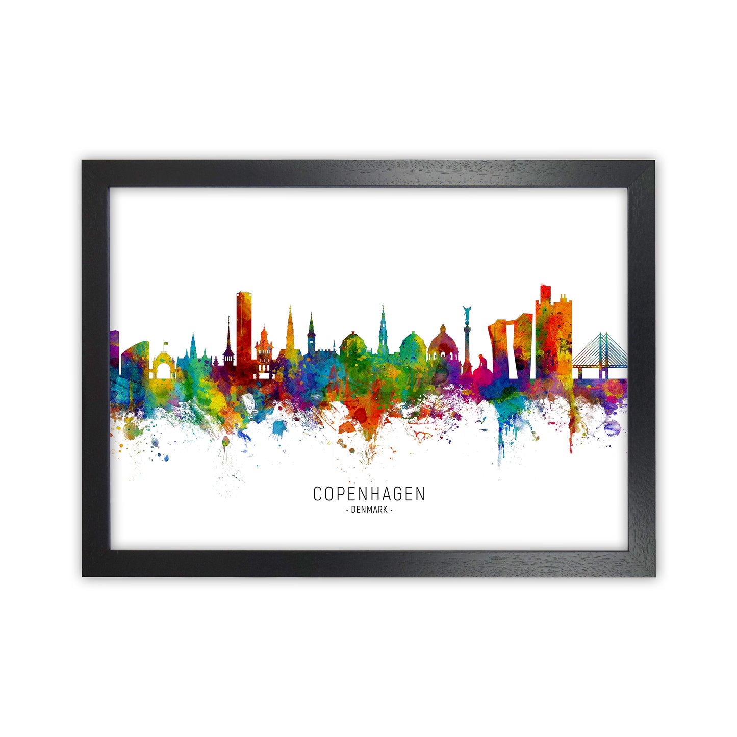 Copenhagen Denmark Skyline Art Print by Michael Tompsett Black Grain