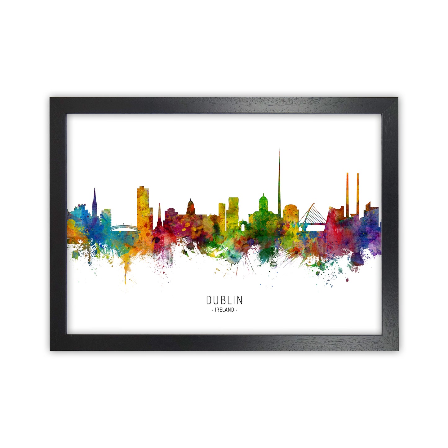 Dublin Ireland Skyline Art Print by Michael Tompsett Black Grain