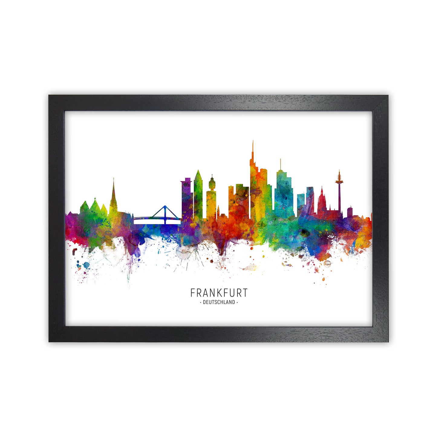 Frankfurt Deutschland Skyline Art Print by Michael Tompsett Black Grain
