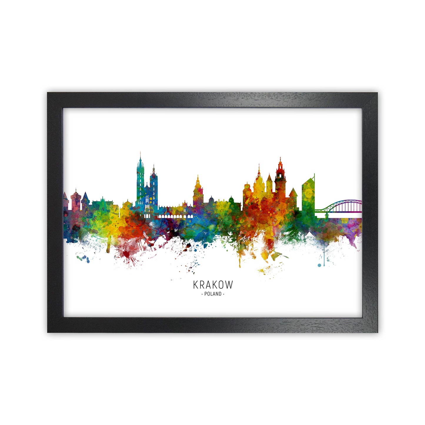 Krakow Poland Skyline Art Print by Michael Tompsett Black Grain