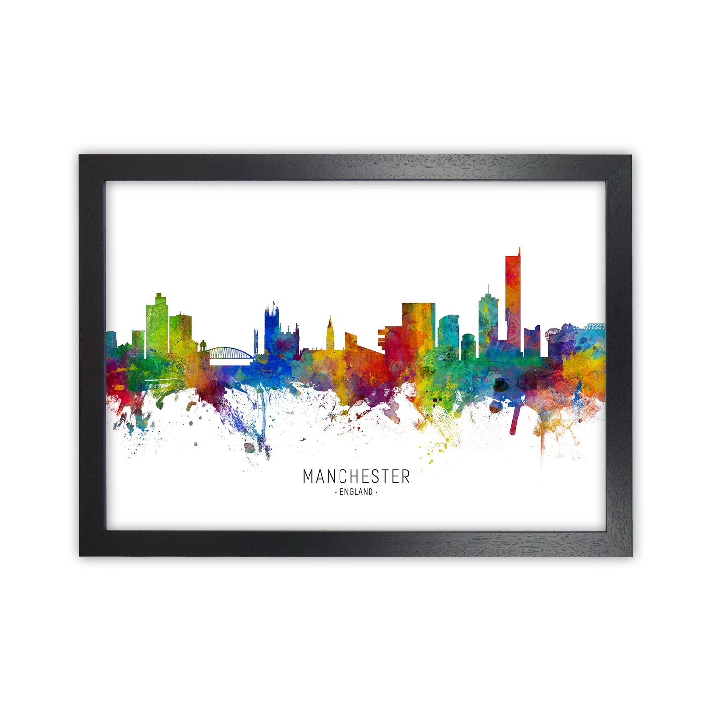 Manchester England Skyline Art Print by Michael Tompsett Black Grain