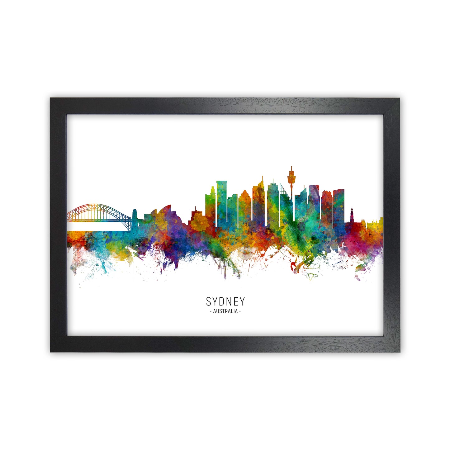Sydney Australia Skyline Art Print by Michael Tompsett Black Grain