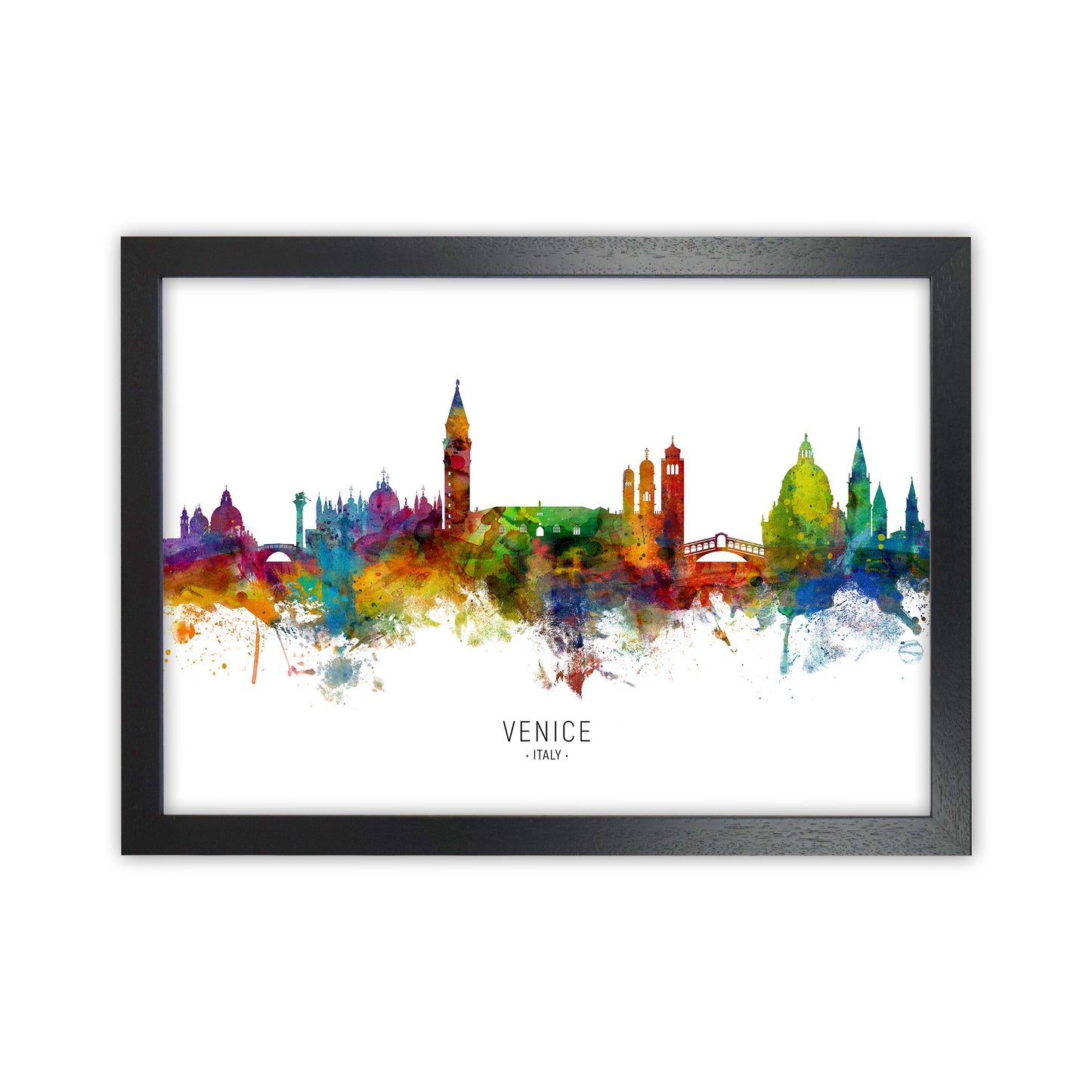 Venice Italy Skyline Art Print by Michael Tompsett Black Grain