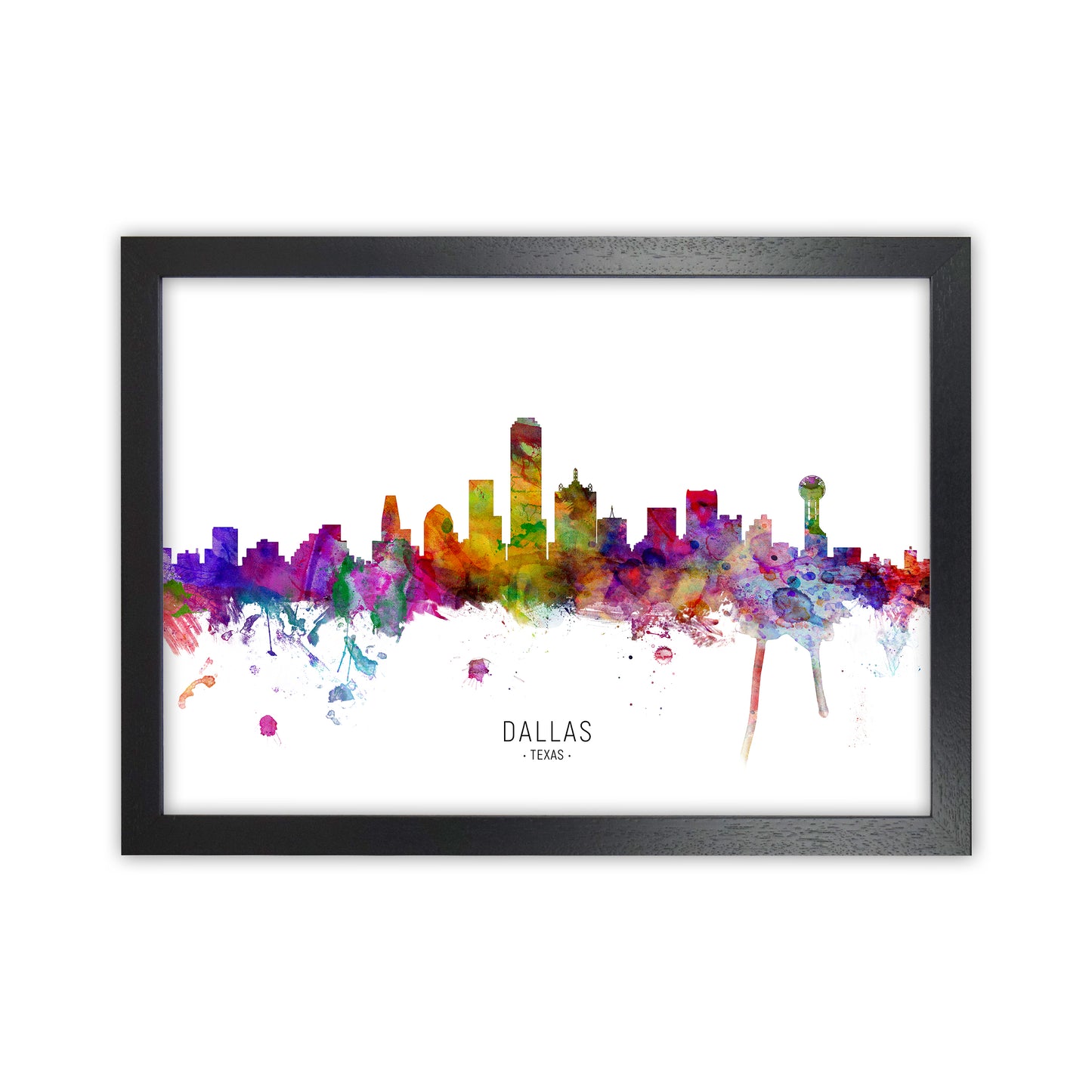 Dallas Texas Skyline Art Print by Michael Tompsett Black Grain