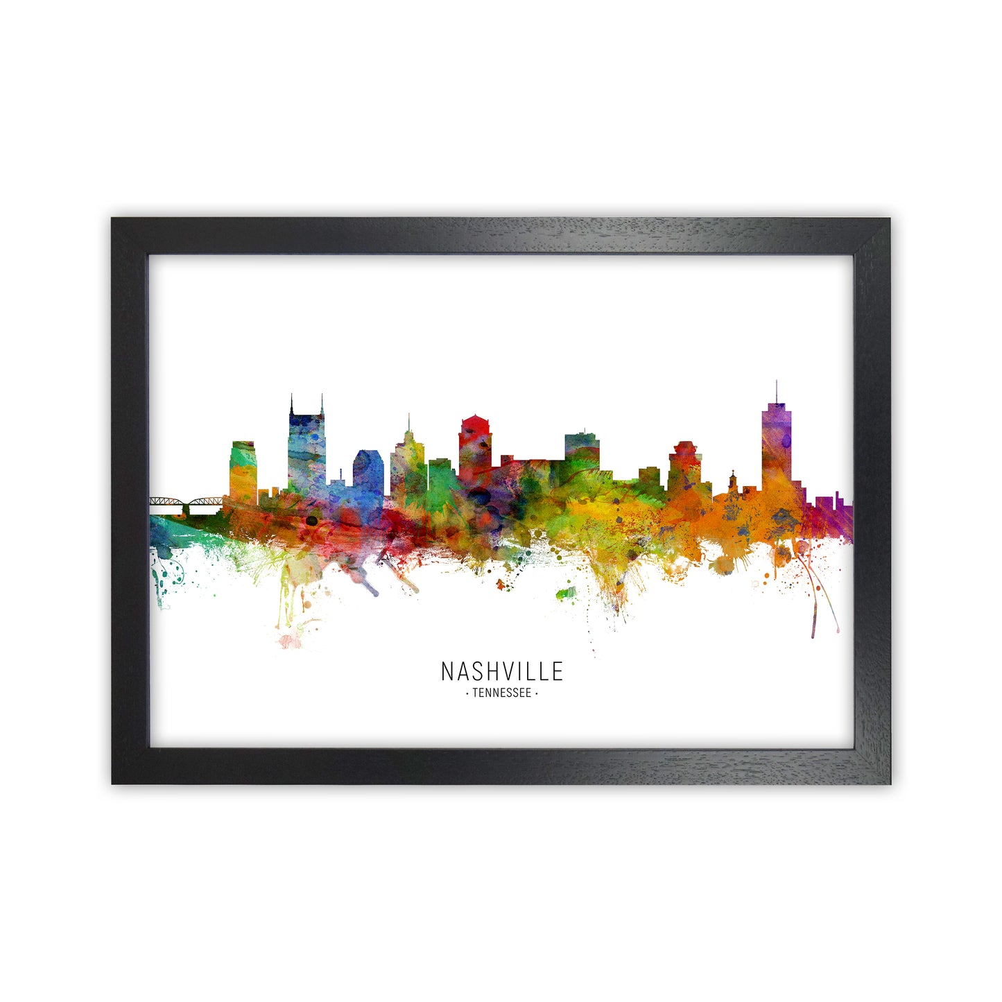 Nashville Tennessee Skyline Art Print by Michael Tompsett Black Grain