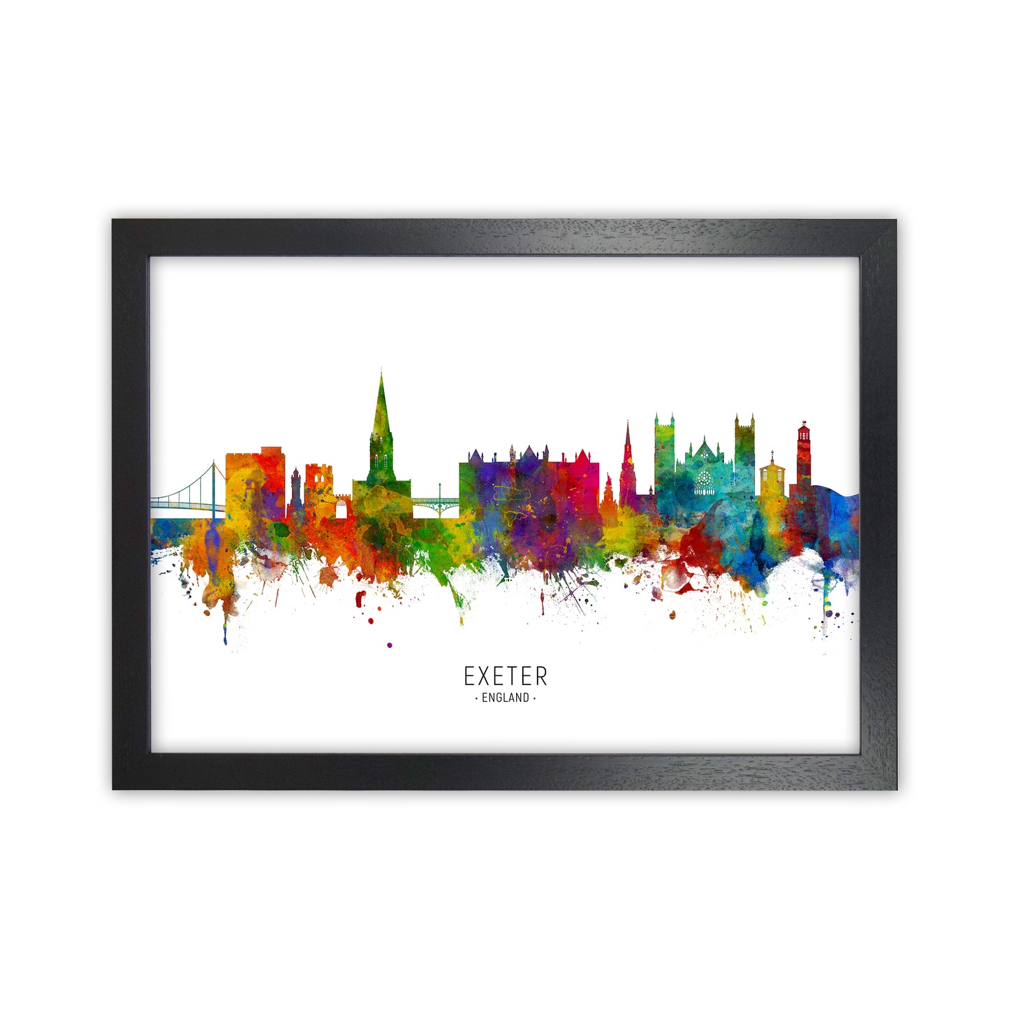 Exeter England Skyline Art Print by Michael Tompsett Black Grain