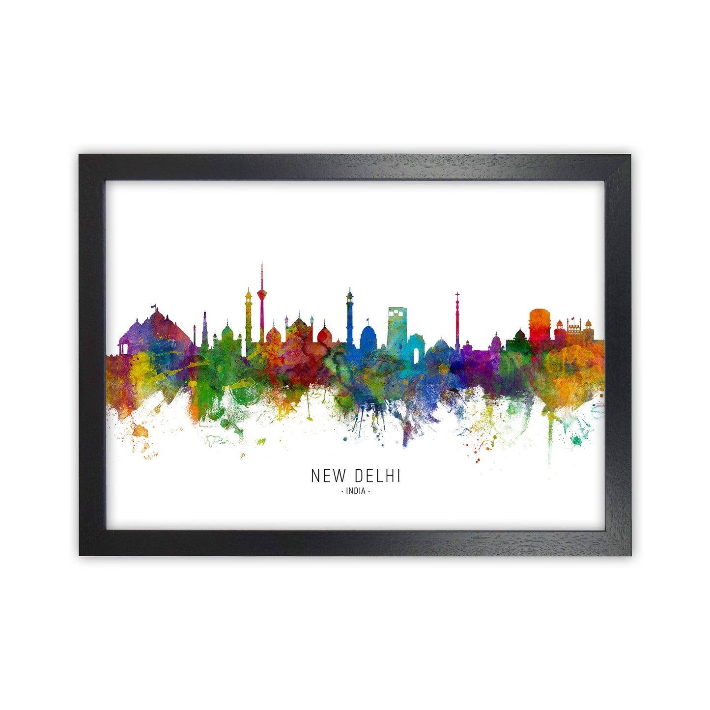 New Delhi India Skyline Art Print by Michael Tompsett Black Grain