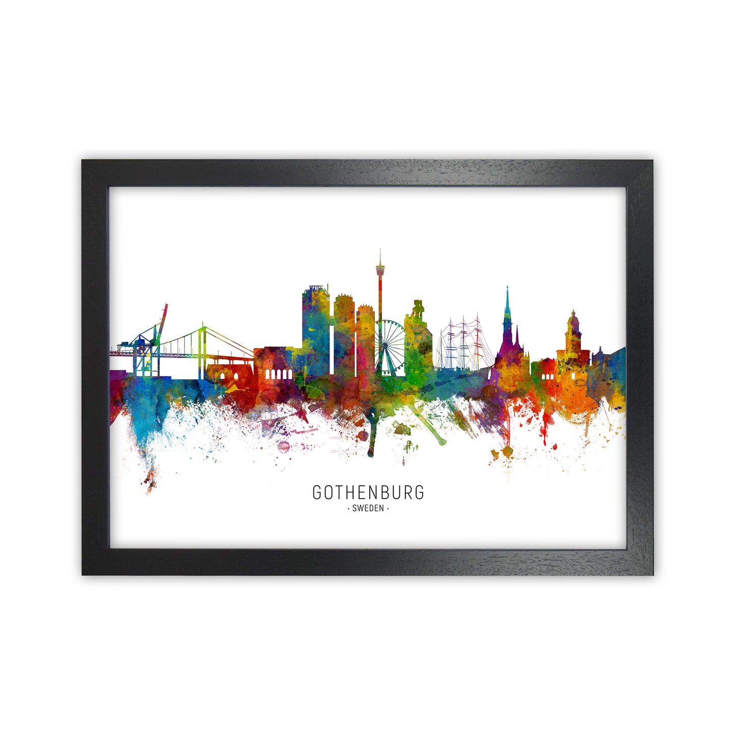 Gothenburg Sweden Skyline Art Print by Michael Tompsett Black Grain