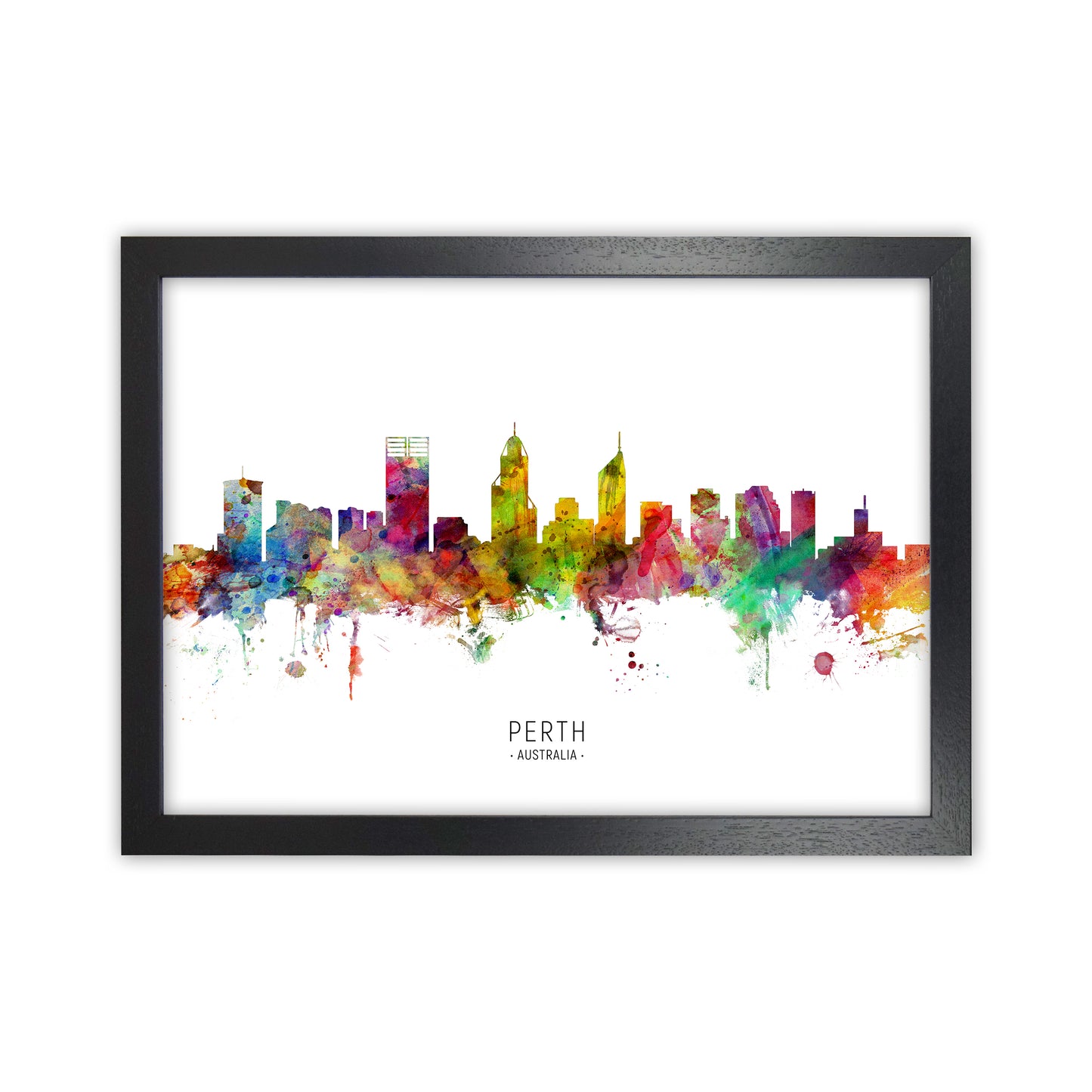 Perth Australia Skyline Art Print by Michael Tompsett Black Grain